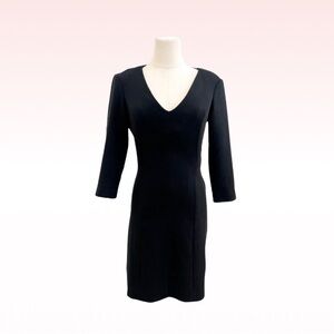 ZARA Black V Neck Long sleeve Double Zipper Dress (Sz S)